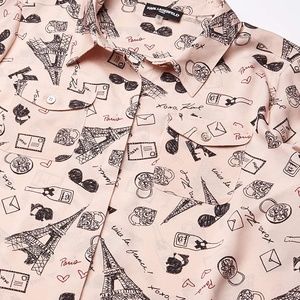 Karl Lagerfeld Paris Cityscape Blouse in Soft Pink NWT Size L